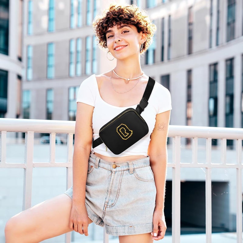 YQE Birthday Gifts for 8 9 10 11 12 13 14 15 Year Old Girls, Personalized Fanny Pack Crossbody Bags with Initial Letter, Belt Bag for Teen Girls Travel Essentials Cute Trendy Stuff (Black,Q) - Image 2